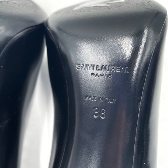 Saint Laurent Teddy 105 Pumps Black Patent High Vamp Pointed Toe Heels Sz 38 / 8 - Picture 8 of 8
